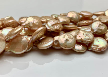 11 mm Freshwater Coin Pearl Beads Light Champagne, Cultured Freshwater Coin Pearl, Genuine Freshwater Pearl Beads #149