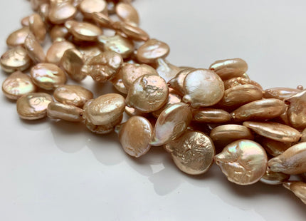 11 mm Freshwater Coin Pearl Beads Light Champagne, Cultured Freshwater Coin Pearl, Genuine Freshwater Pearl Beads #149
