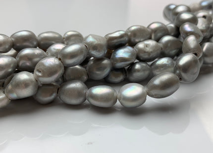 9x12-14 mm Large Hole Silver/Gray Color Rice Nugget Shape Freshwater Pearls Beads 2.1mm Hole #789