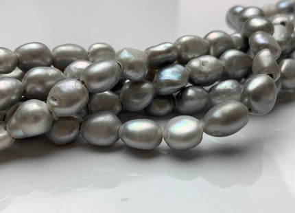 9x12-14 mm Large Hole Silver/Gray Color Rice Nugget Shape Freshwater Pearls Beads 2.1mm Hole #789