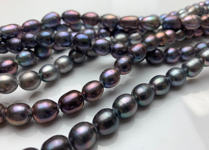 10x12 mm AA Large Hole Grayish Peacock OR Purplish Peacock Rice/Oval Genuine Freshwater Pearl Beads 2.2 mm Hole Pearl Beads #1162