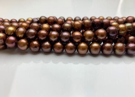 7-7.5mm 9.5-10mm AAA Chocolate Brown Semi-Round Freshwater Pearl Beads Genuine Near Round Freshwater Pearls #1619