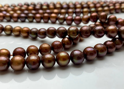 7-7.5mm 9.5-10mm AAA Chocolate Brown Semi-Round Freshwater Pearl Beads Genuine Near Round Freshwater Pearls #1619