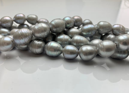 12x15-15x18 mm Gray Color Large Hole Graduated Rice/Oval Freshwater Pearls Beads Jumbo Size Large Hole 2.1mm Freshwater Pearl Beads #179