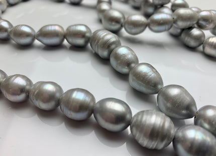12x15-15x18 mm Gray Color Large Hole Graduated Rice/Oval Freshwater Pearls Beads Jumbo Size Large Hole 2.1mm Freshwater Pearl Beads #179