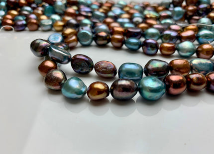 9x11-12 mm AAA Mixed Color Freshwater Pearl Nugget Beads Peacock Brown Blue Gray Mixed High Luster Potato Nugget Freshwater Pearls #174