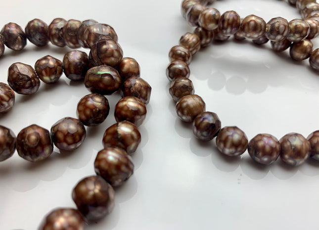 8-9 mm OR 10-11 mm Half Strand Faceted Medium Champagne Potato Freshwater Pearl Beads Limited Edition Faceted Genuine Pearl Beads #690