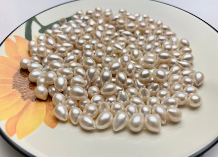 5 Pieces AAA 6.5-7x9-11 mm Top Quality High Luster TearDrop/Oval Half Drilled Freshwater Pearls Genuine Natural Freshwater Pearls #1636