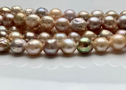 9-10 mm AAA Half Strand Large Hole Natural Multi Pink Baroque Pearl Beads 2.2 mm Hole Natural Edison Pearl With Iridescent Color #1632