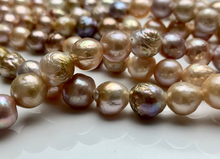 9-10 mm AAA Half Strand Large Hole Natural Multi Pink Baroque Pearl Beads 2.2 mm Hole Natural Edison Pearl With Iridescent Color #1632