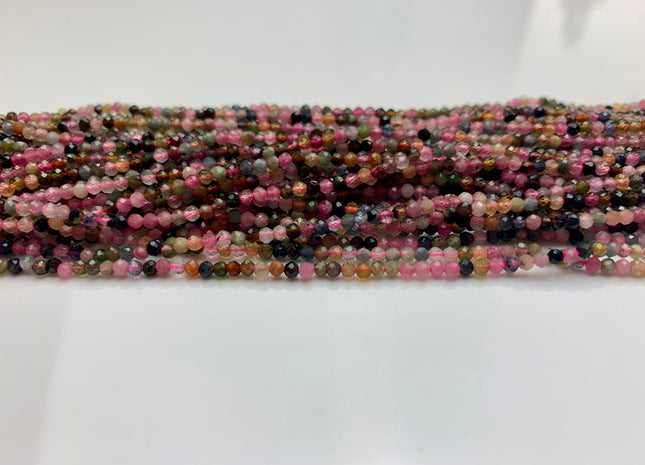 WHOLESALE 2mm 2.5mm Natural Color Tourmaline Micro Faceted Gemstone Beads #2319