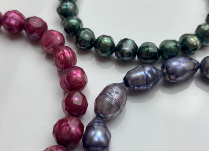 6x9mm or 8-9mm Half Strand Faceted Potato Or Rive/Oval Freshwater Pearl Beads Hot Pink/Green/Blue Color Limited Edition Faceted Pearls #1368