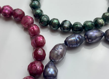 6x9mm or 8-9mm Half Strand Faceted Potato Or Rive/Oval Freshwater Pearl Beads Hot Pink/Green/Blue Color Limited Edition Faceted Pearls #1368