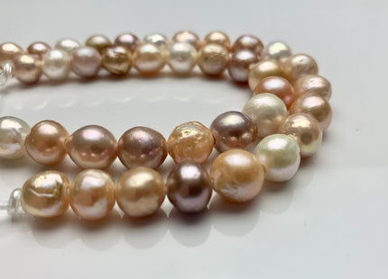 9-10 mm AAA Half Strand Large Hole Natural Multi Pink Baroque Pearl Beads 2.2 mm Hole Natural Edison Pearl With Iridescent Color #1632