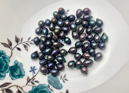 One Piece AAA 8x9-11x12 mm Top Quality High Luster Tear Drop Half Drilled Freshwater Pearls Genuine Peacock Color Freshwater Pearls #1642