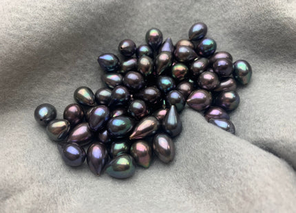 One Piece AAA 8x9-11x12 mm Top Quality High Luster Tear Drop Half Drilled Freshwater Pearls Genuine Peacock Color Freshwater Pearls #1642
