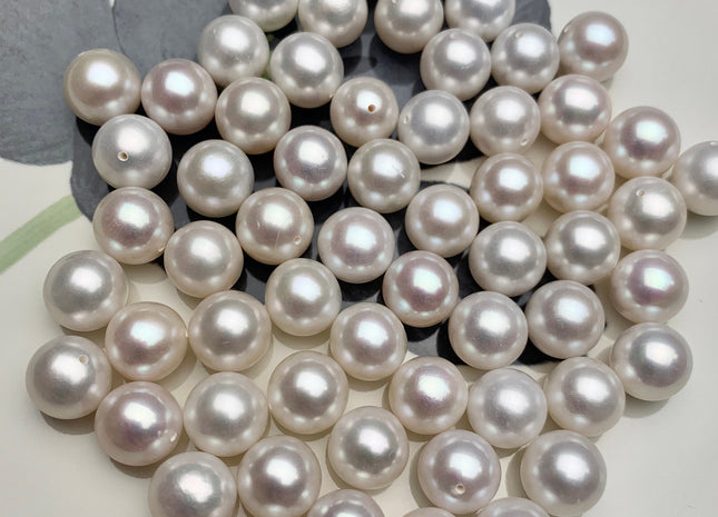 ONE Piece AAA 10.5-11 mm Top Quality High Luster Round Half Drilled Freshwater Pearl Genuine Natural White Freshwater Pearls #1646-1511