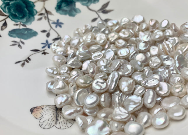 ONE Piece AAA 8-9x9-12 mm Top Quality High Luster Undrilled Freshwater Keshi Pearl Beads Genuine Natural White Keshi Pearls #1647-NH