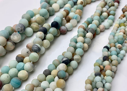 6mm 8mm 10mm 12mm Large Hole Natural Multi Color Matte Finished Amazonite Gemstone Hole Size 1.0mm Or 2.0mm Natural Color Round Beads #2322