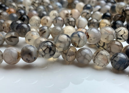 4mm 6mm 8mm 10mm 12mm Round Smooth Dragon Vein Gemstone Beads Black & White Agate Beads 15 Inches Strand #3288