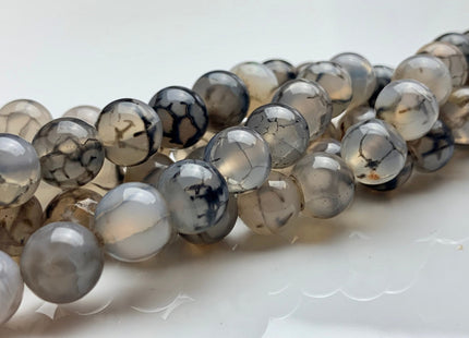 4mm 6mm 8mm 10mm 12mm Round Smooth Dragon Vein Gemstone Beads Black & White Agate Beads 15 Inches Strand #3288