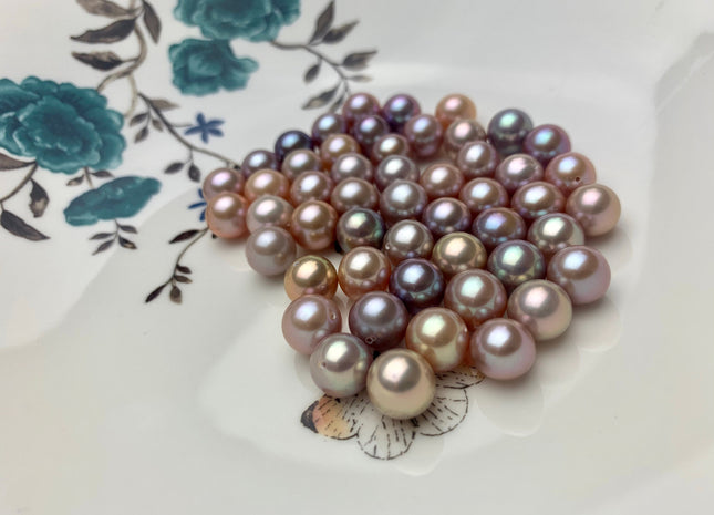 ONE Piece AAA 9-10 mm Top Quality High Luster Round Half Drilled Freshwater Pearl Genuine Natural Pink Freshwater Pearls #1659