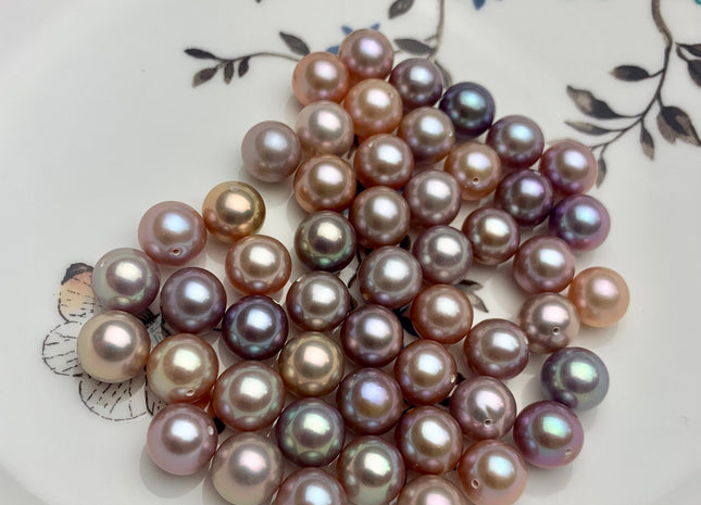 ONE Piece AAA 9-10 mm Top Quality High Luster Round Half Drilled Freshwater Pearl Genuine Natural Pink Freshwater Pearls #1659