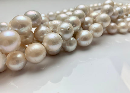 12-16 mm Jumbo Size Large Hole Freshwater Baroque Edison Pearl Beads Hole Size 2.2 mm Natural White Large Hole Baroque Pearl Beads #1656