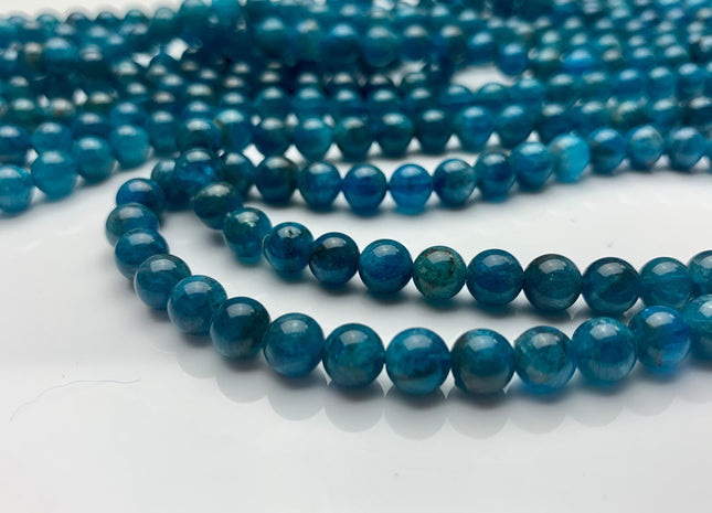6mm 8mm Smooth Round Natural Apatite Gemstone Beads Natural Smooth Round Apatite Beads. #2328