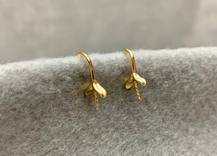 One Pair 925 Sterling Silver Or Gold Simple Hook Earring Setting 925 Sterling Silver Hook Findings For Half Drilled Pearls #10348-M
