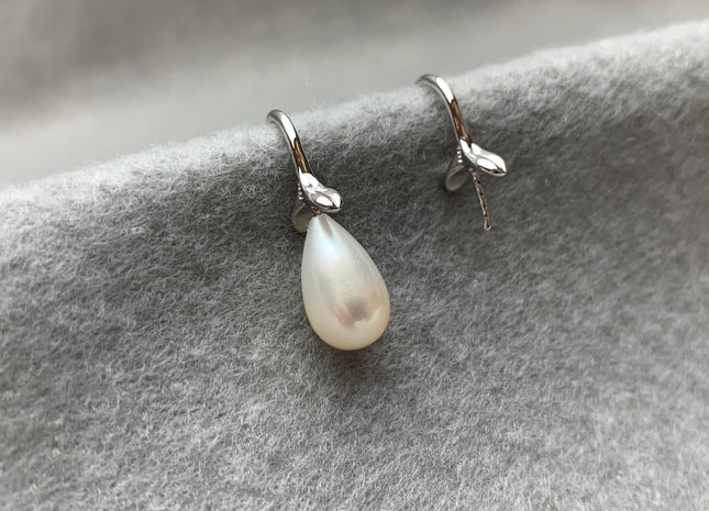 One Pair 925 Sterling Silver Or Gold Simple Hook Earring Setting 925 Sterling Silver Hook Findings For Half Drilled Pearls #10348-M
