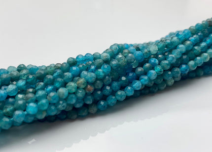 3 mm AAA Micro Faceted Round Apatite Gemstone Beads Top Quality Blue Apatite Faceted Gemstone Loose Beads #2342
