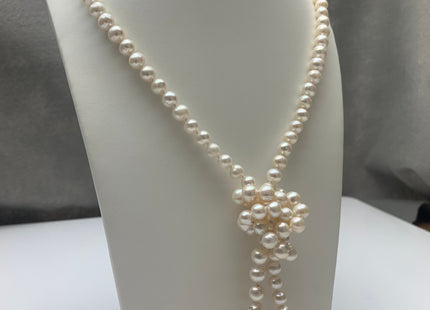 40 Inches Hand Knotted 7-8 mm Potato Natural White Or Pink Freshwater Pearl Necklaces Long Pearl Necklace #1663