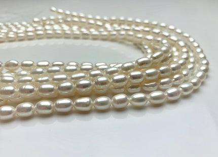 6x7-9 mm AA Natural White Freshwater Pearl Rice/Oval Shape Pearl Beads Genuine High Luster Freshwater Pearls #1665