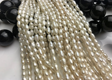 3x4-6mm Natural White Color Rice Shape Freshwater Pearls Genuine Tiny Freshwater Pearl Beads Bridal Pearls #1371