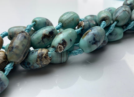 13-18x22 mm Natural Color Smooth Barrel Shape Dragon Skin Agate Gemstone Beads Natural Blue Green Color Agate Gemstone Beads. #2369