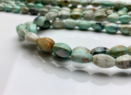 8x12 mm Natural Color Faceted Barrel Shape Dragon Skin Agate Gemstone Beads Natural Blue Green Color Agate Gemstone Beads. #2370