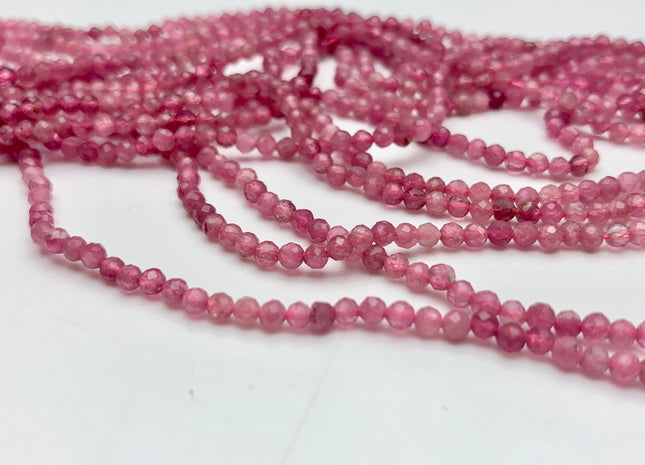 WHOLESALE 2.5-3 mm Natural Color Micro Faceted Round Pink Tourmaline Gemstone Beads Genuine Natural Pink Tourmaline Loose Beads #2364