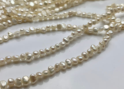 3x4 mm Natural White Potato Nugget Freshwater Seed Pearl Beads Genuine Freshwater Pearls Tiny White Nugget Cultured Seed Pearl Beads #270