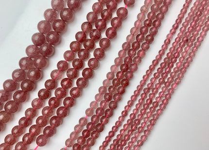 4mm 6mm 8mm 10mm Natural Color Smooth Round Strawberry Quartz Gemstone Beads Natural Pink Strawberry Quartz Loose Beads #2372