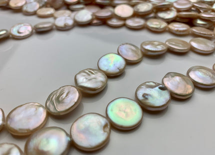 14-15 mm AAA Light Pink Freshwater Coin Pearl Beads Genuine Natural Color High Luster Freshwater Coin Pearls #96