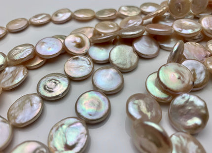 14-15 mm AAA Light Pink Freshwater Coin Pearl Beads Genuine Natural Color High Luster Freshwater Coin Pearls #96