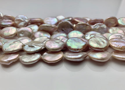 14-15 mm AAA Mauve Pink Freshwater Coin Pearl Beads Genuine Natural Color High Luster Beautiful Pink Freshwater Coin Pearls #1374