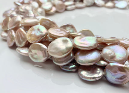 14-15 mm AAA Mauve Pink Freshwater Coin Pearl Beads Genuine Natural Color High Luster Beautiful Pink Freshwater Coin Pearls #1374