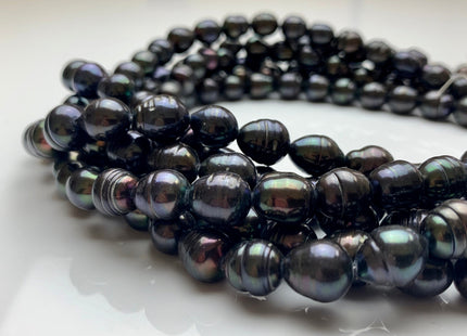 9x11 mm Dark Peacock/Green Color Freshwater Rice/Oval Pearls Genuine Black Peacock Rice/Oval Freshwater Pearls #1669