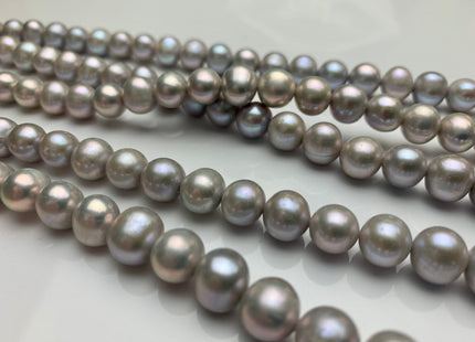 8.5-9 mm AA Gray Semi-Round / Potato Freshwater Pearls Genuine High Luster Near Round Silver Gray Freshwater Pearls #533