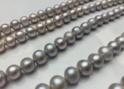 8.5-9 mm AA Gray Semi-Round / Potato Freshwater Pearls Genuine High Luster Near Round Silver Gray Freshwater Pearls #533