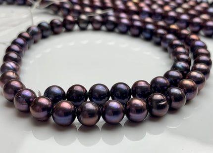 7 -7.5 mm AAA Purplish Peacock color Semi Round Freshwater Pearl Beads Genuine High Luster Wild Peacock Round Freshwater Pearls #1379