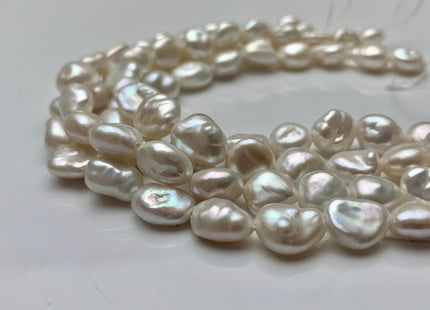 8x11-13 mm AAA Half Strand High Luster Natural White Keshi Nugget Freshwater Pearl Beads Center Drilled Keshi Nugget Pearls #1671