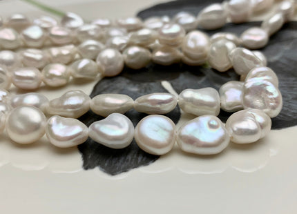 8x11-13 mm AAA Half Strand High Luster Natural White Keshi Nugget Freshwater Pearl Beads Center Drilled Keshi Nugget Pearls #1671